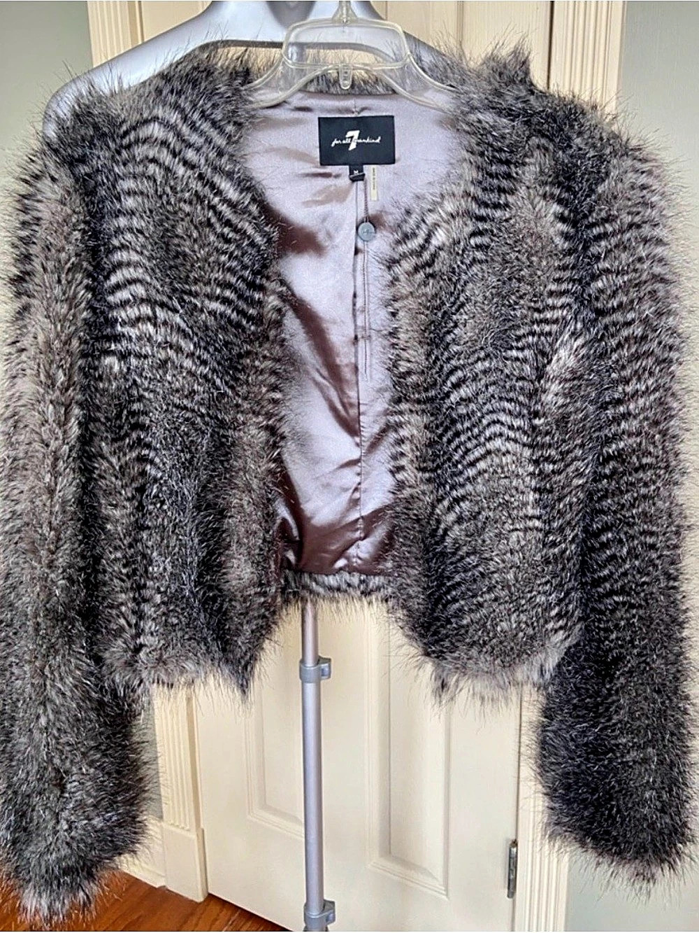 7 For All Mankind Faux Fur Jacket Brown & Black Medium Like New